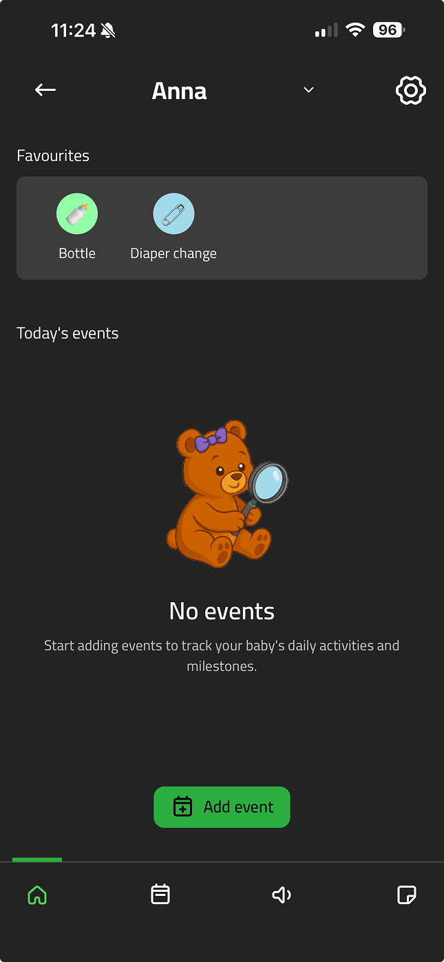 One-tap tracking for exhausted parents